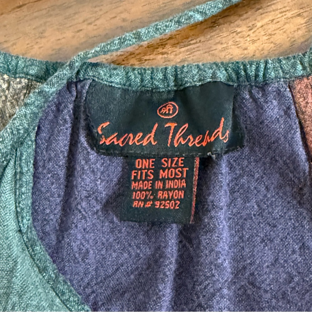 Sacred Threads Boho Patchwork Tank Dress | Rayon Festival Tunic OS - Picture 5 of 7